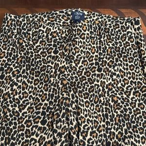 Jcrew skinny brown and black leopard pants! Zipper on side.